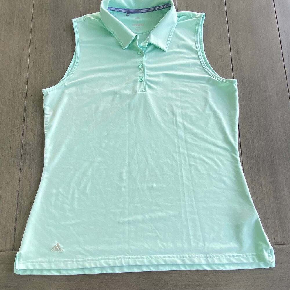 Adidas Sleeveless Golf Shirt • Large • Mint Green • Stretch • Flaw Noted